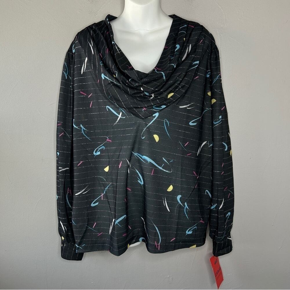 LEWMAR CREATIONS Vintage Top Size XL Deadstock Abstract Metallic Striped Cowl